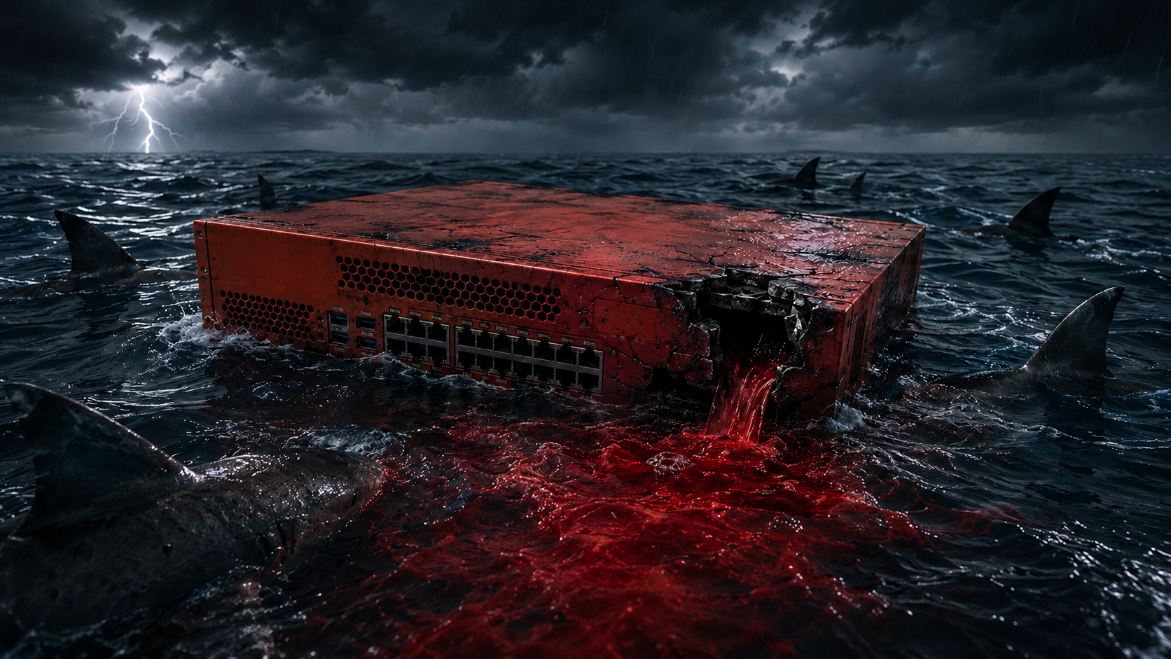 breached server with swarming sharks